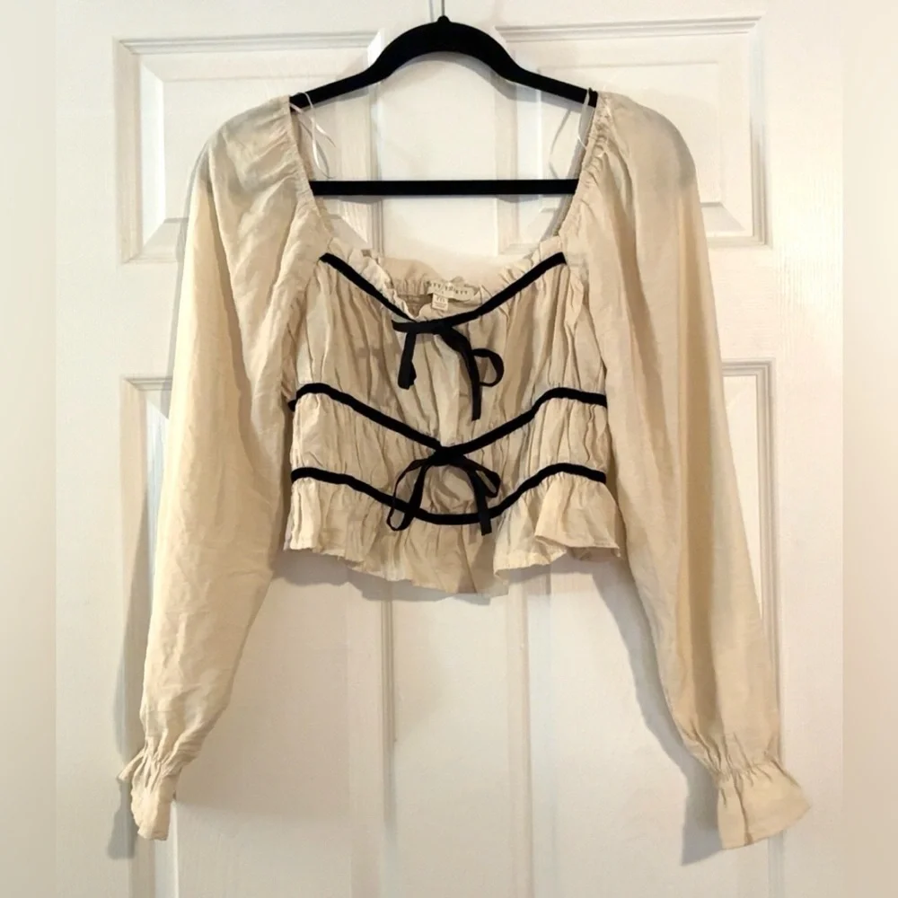 Thirty/Thirty Milkmaid Womens Top Long Puff Sleeves Size Medium - Picture 2 of 4